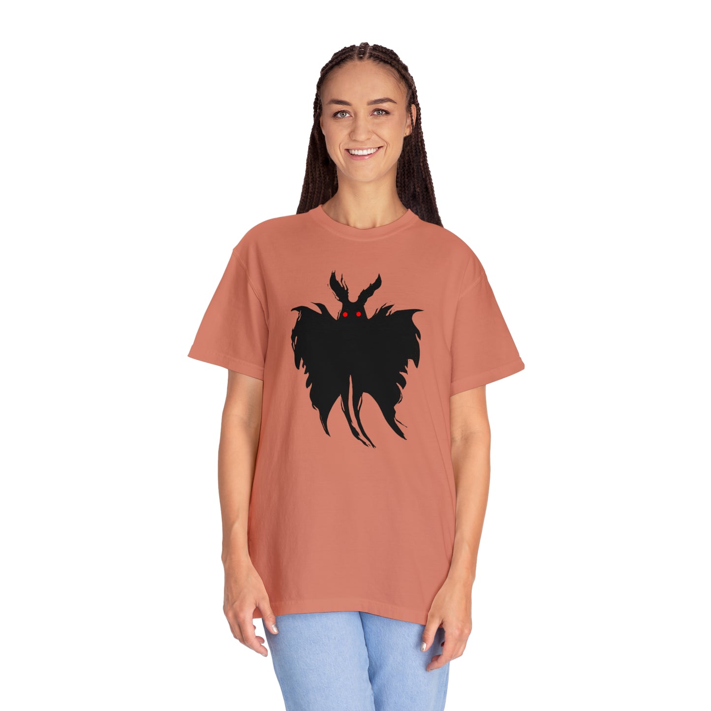 Creepy Unisex Mothman Silhouette Halloween T-Shirt - Comfort Colors Spooky Season Cryptid T-shirt
