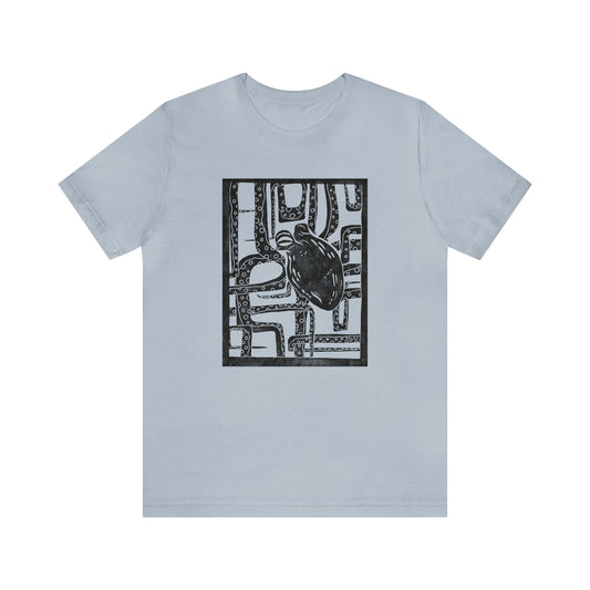 Unisex Crewneck Geometric Octopus T-Shirt - Bella + Canvas 3001 / Unique Nautical Graphic Tee