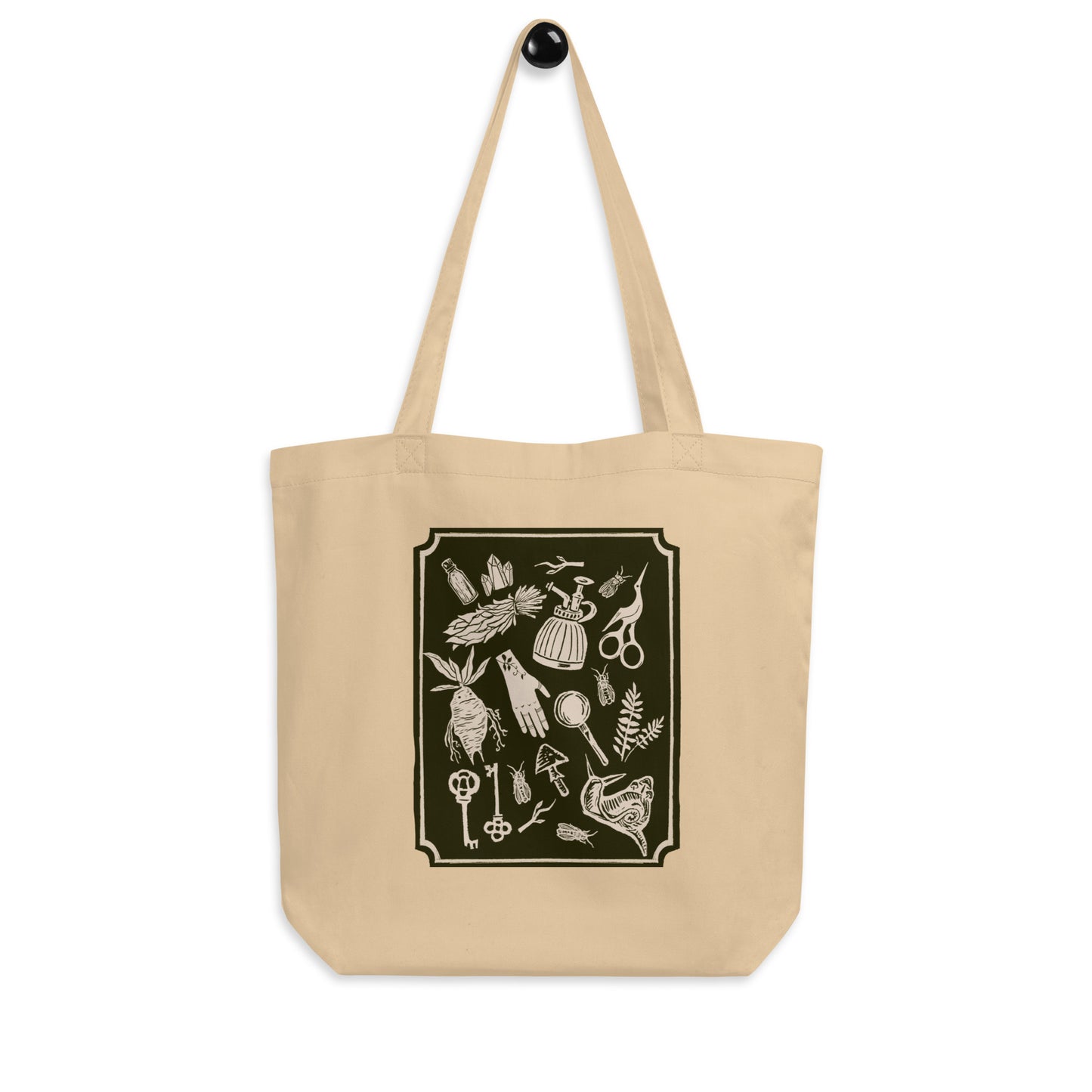 Whimsical Cottagecore Block Print Design Eco Tote Bag