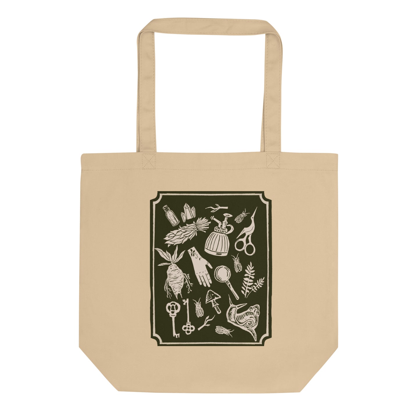 Whimsical Cottagecore Block Print Design Eco Tote Bag